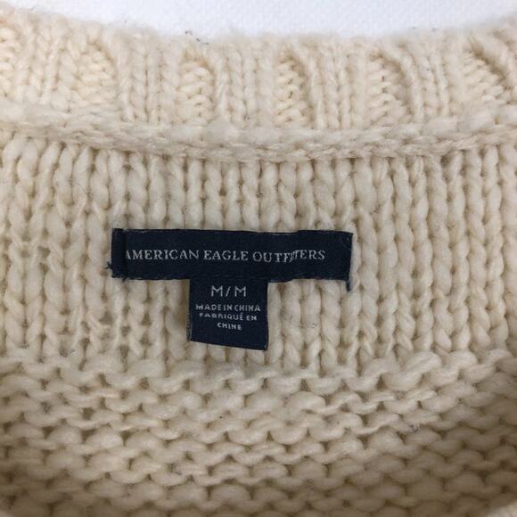 American Eagle Fisherman Wool Blend Old Money Academia Chunky Sweater Sz Medium - Picture 2 of 11